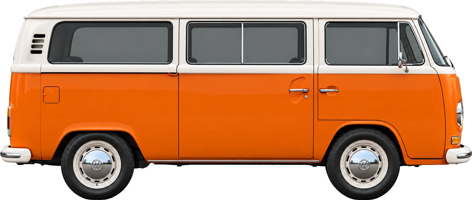 Combi Volkswagen T2a orange et blanc